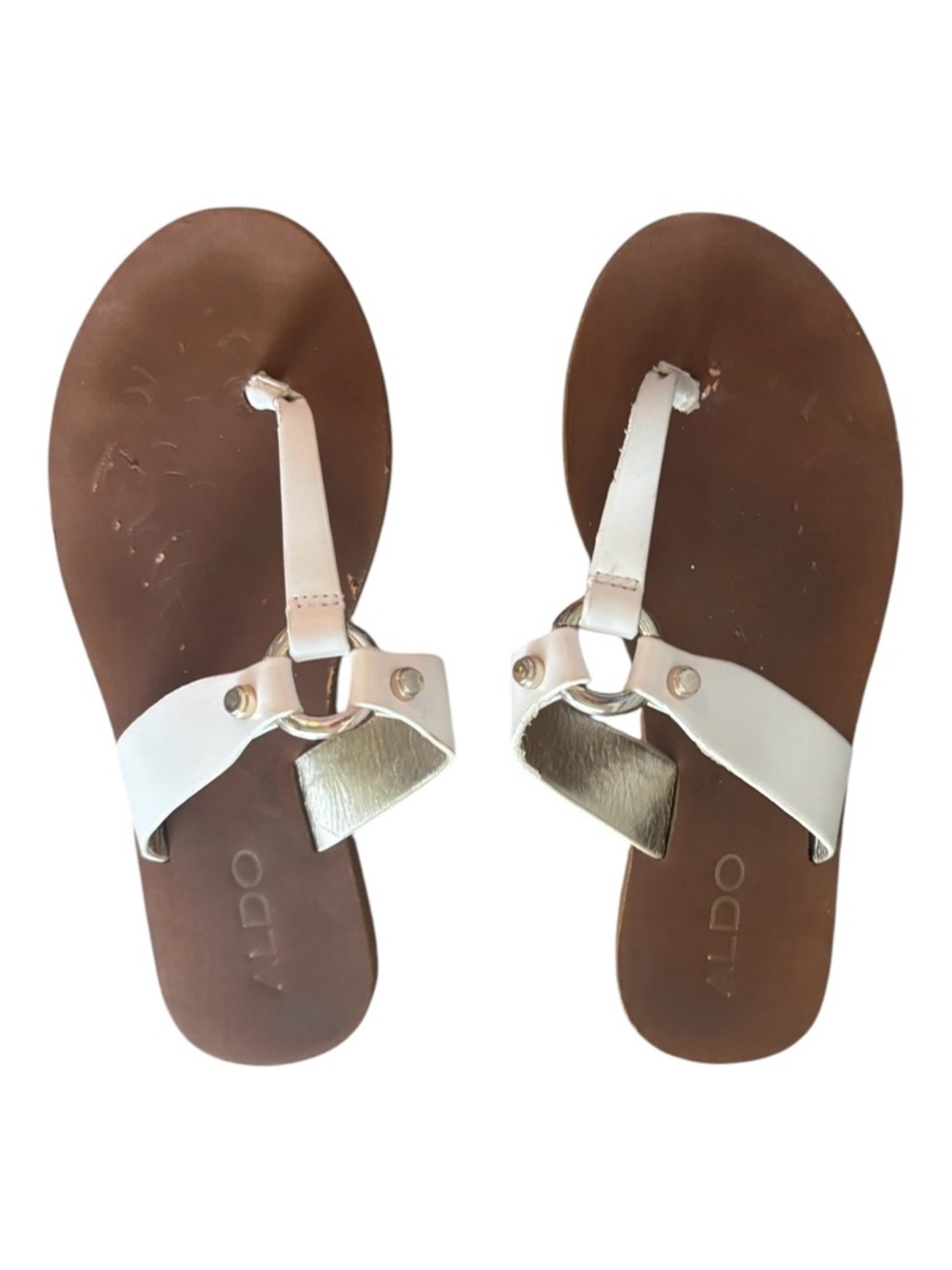 ALDO TAN THONG SANDALS GOLD ACCENTS - Picture 4 of 8
